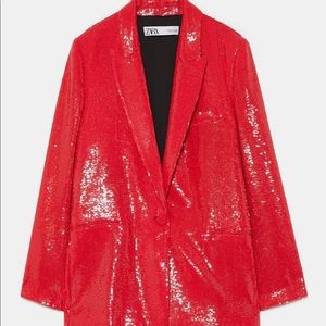 ZARA RED SEQUIN BLAZER
